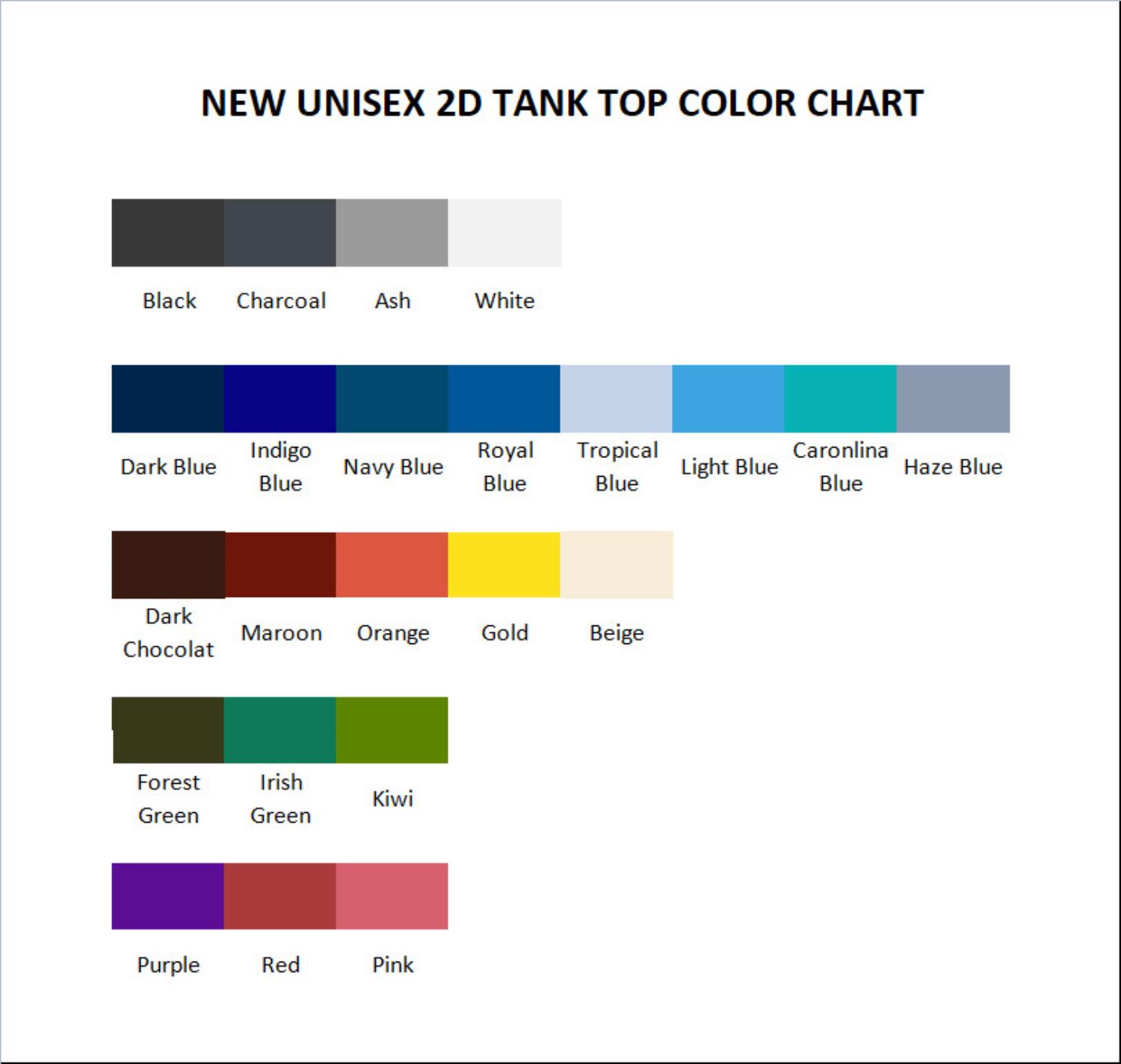 tank top color chart - Dachshund UK Store